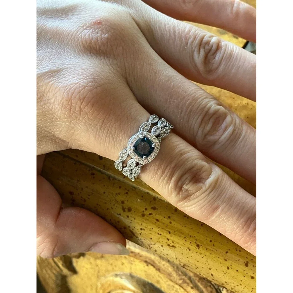 Natural London Blue Topaz Sterling Silver Ring Set Size 9